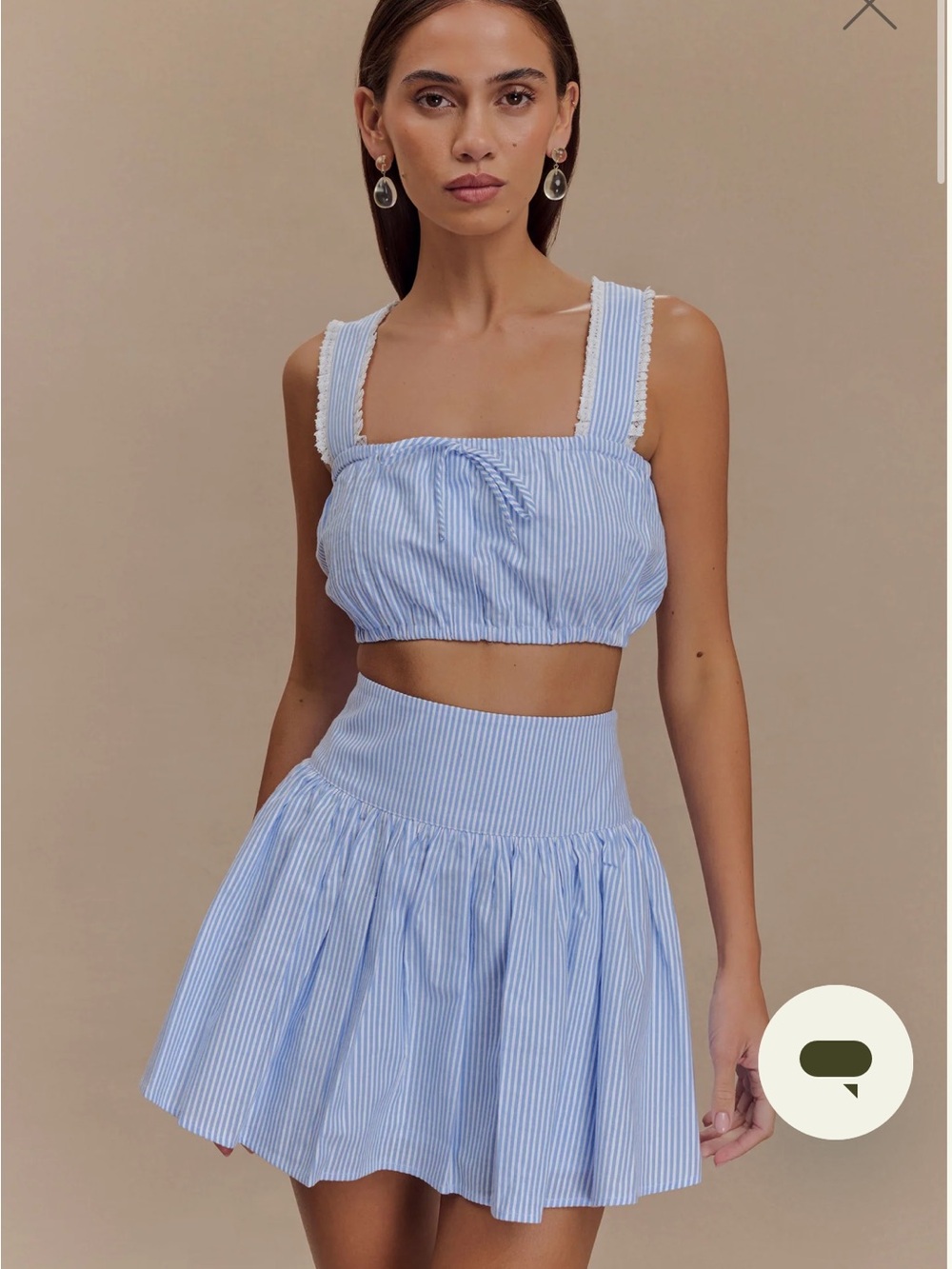 Meshki Light Blue & White Pinstriped Top